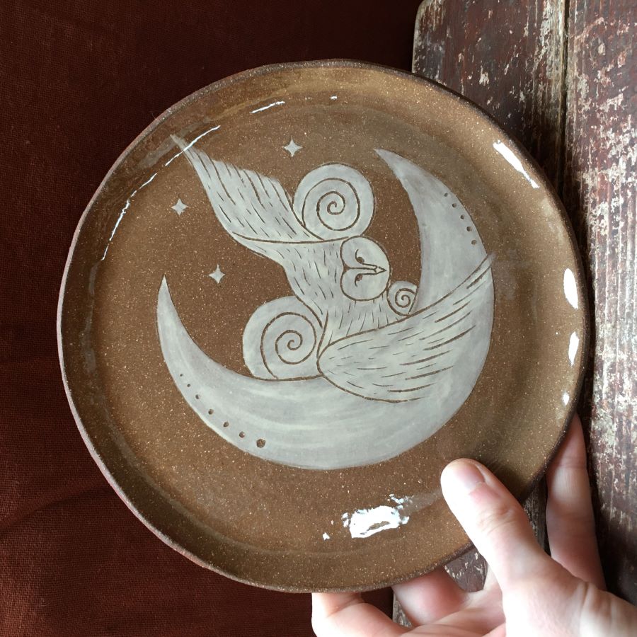 Talířek s nočním motivem se sovou