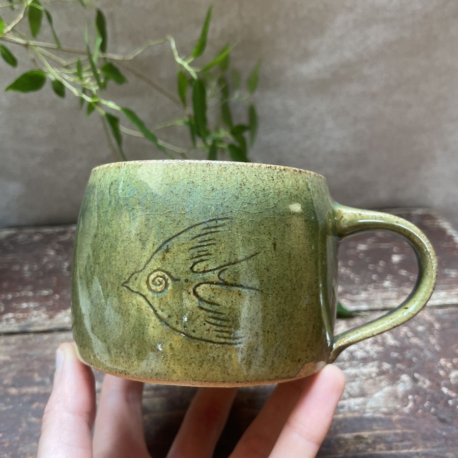 Hrnek s ptáčkem tyrkysový