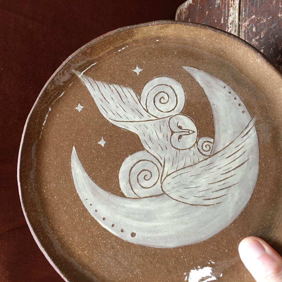 Talířek s nočním motivem se sovou