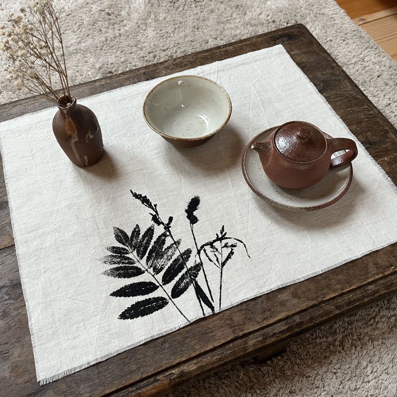 Lněné chabu s loukou v krémové barvě