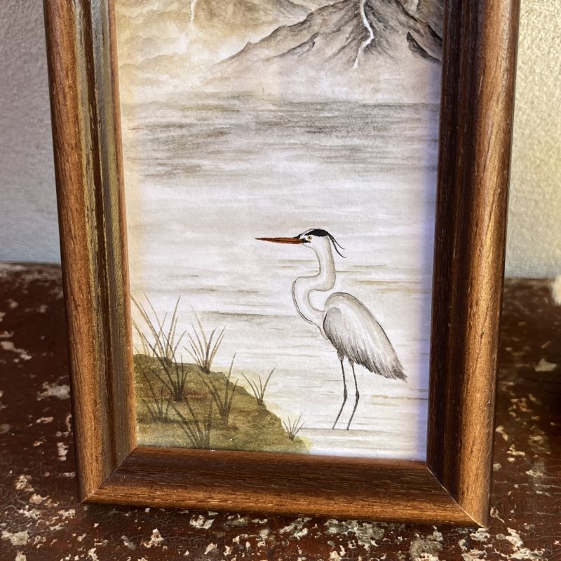 Malba volavky u horského jezera