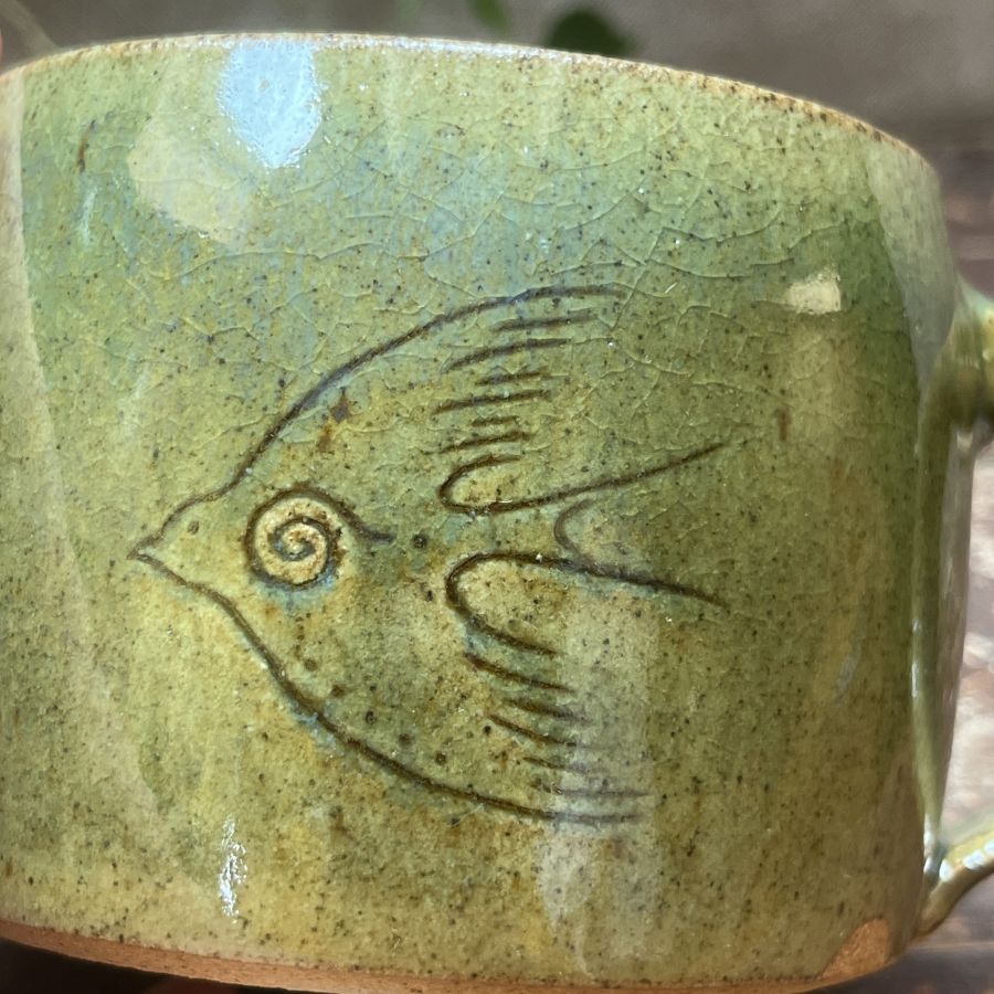 Hrnek s ptáčkem tyrkysový