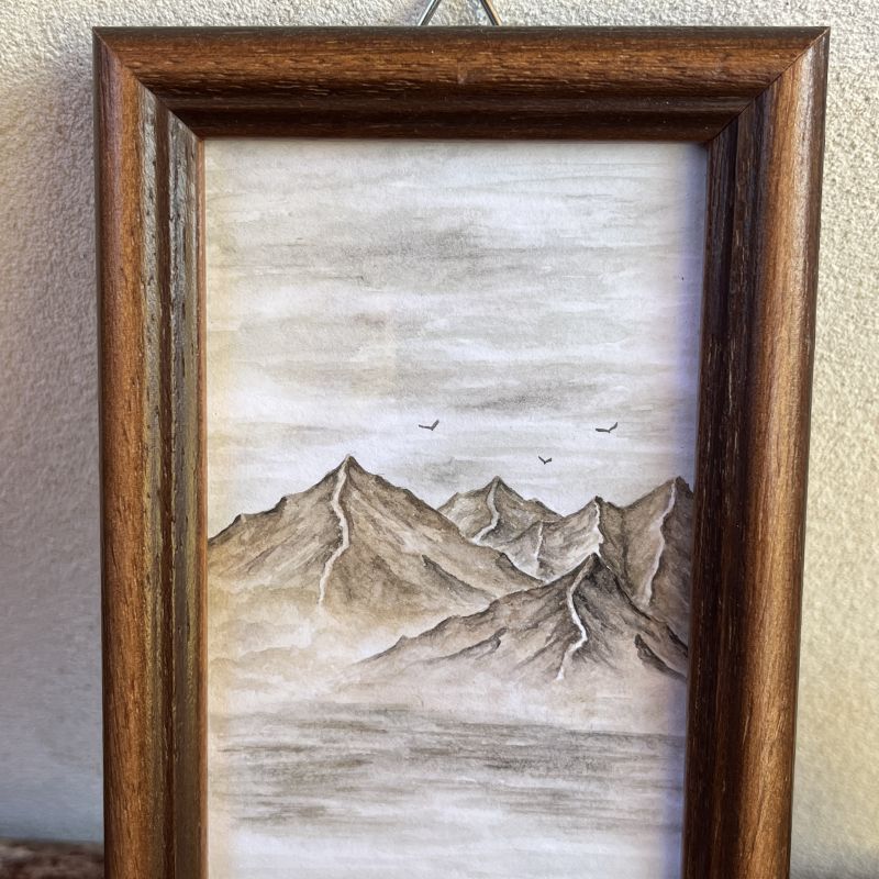 Malba volavky u horského jezera