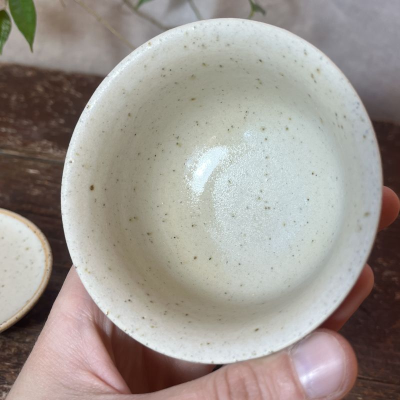 Gaiwan Cream satin s podtáckem