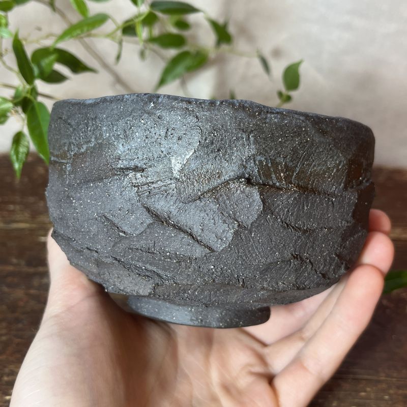 Kurinuki chawan černý