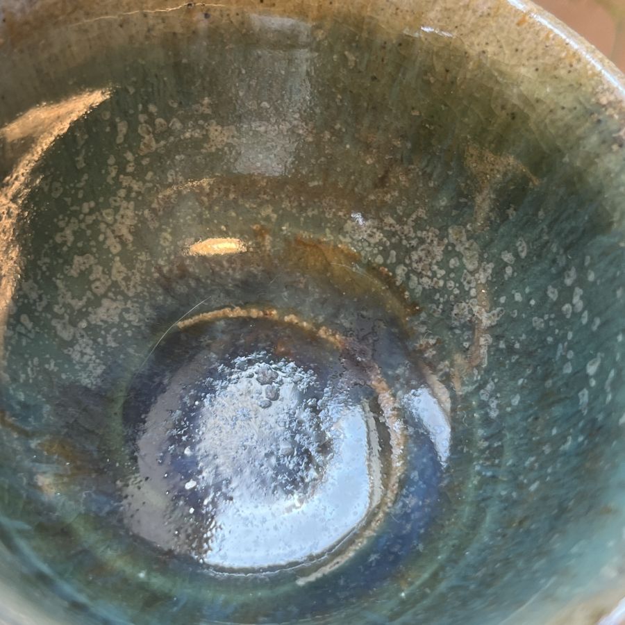 Dřevem pálený šálek tyrkysový